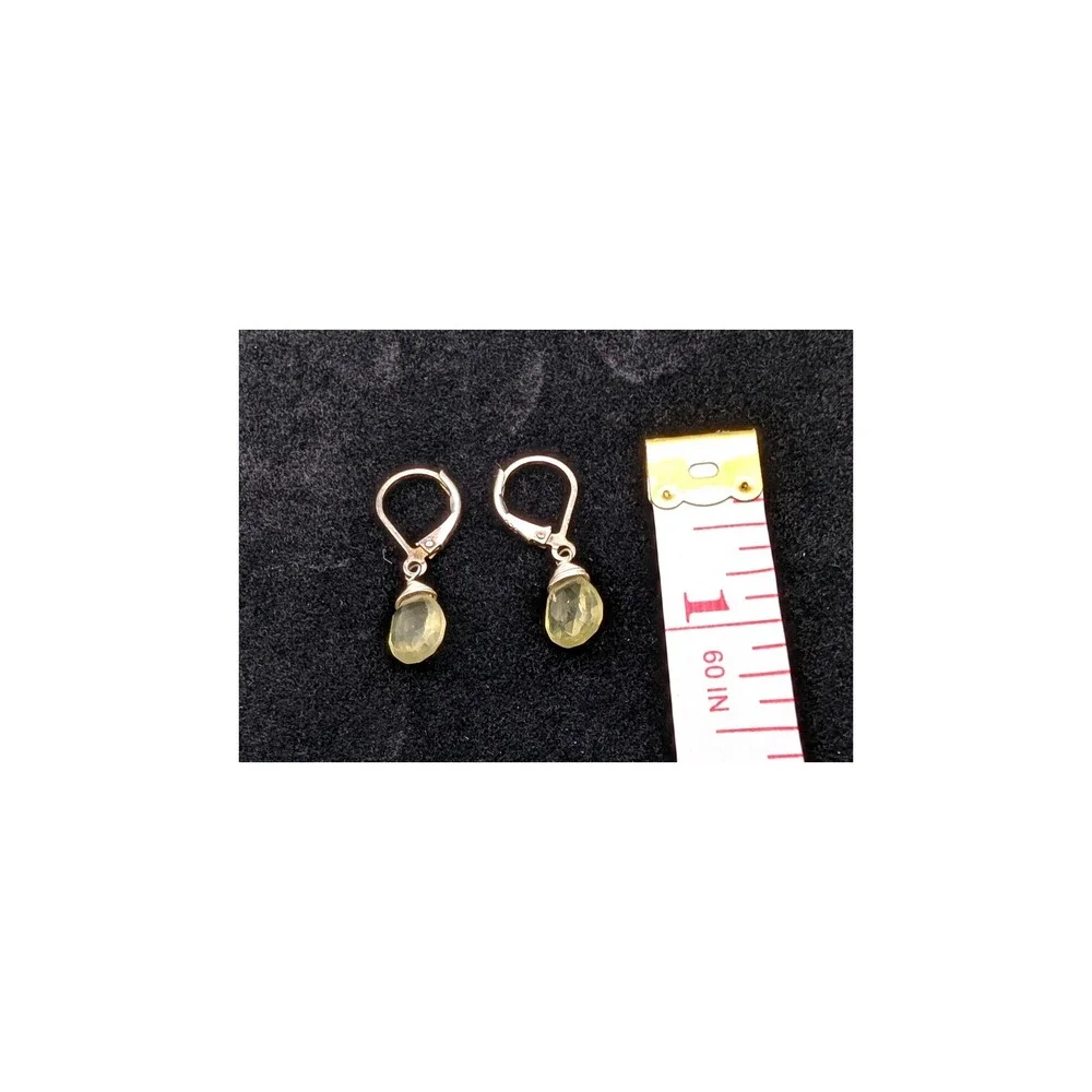Sterling Silver 925 Yellow Gemstone Briolette Leverback Drop Earrings